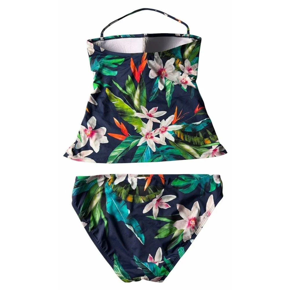 Ralph Lauren Floral Tankini Tropical Swimsuit 2 Piece Set Size 12